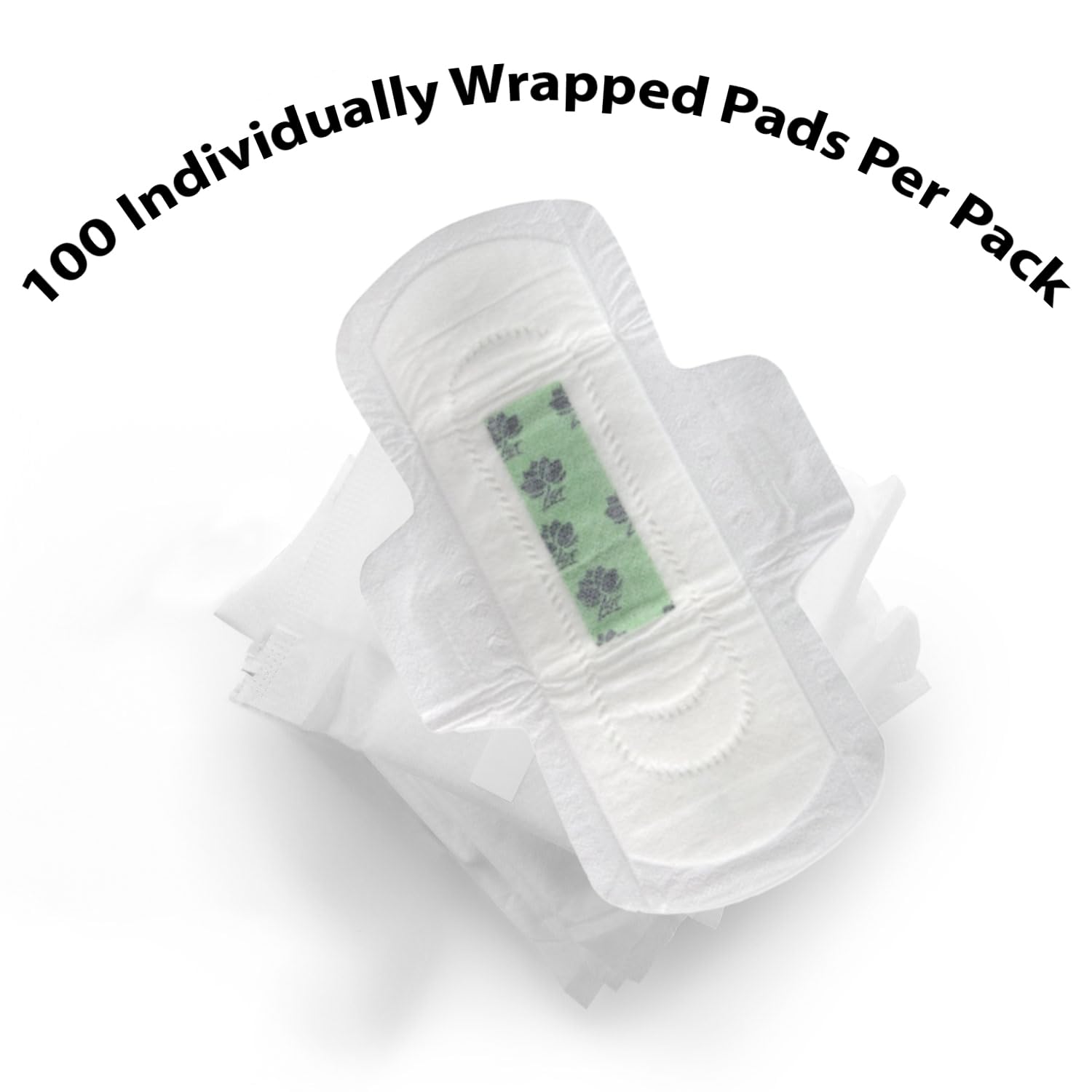 100 Bulk Pads with Wings Individually Wrapped for Women Homeless, Postpartum, Hospitals